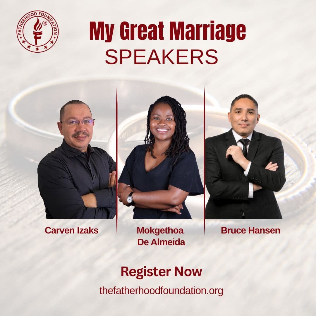 MyGreatMarriage Conference Speakers: Carven Izaks, Mokgethoa De Almeida, and Bruce Hansen